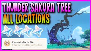 All 5 Thunder Sakura Tree Locations  Genshin Impact [upl. by Ddal]