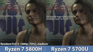 Ryzen 7 5800H vs Ryzen 7 5700U  Comparison Gaming Performance 13 Games [upl. by Sonitnatsok882]