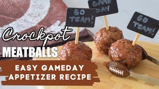 CROCKPOT MEATBALLS WITH GRAPE JELLY AND BBQ  Easy Appetizer Recipe for Game Day [upl. by Dory148]