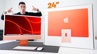 The NEW 24quot iMac UNBOXING and SETUP  ORANGE [upl. by Hogle]