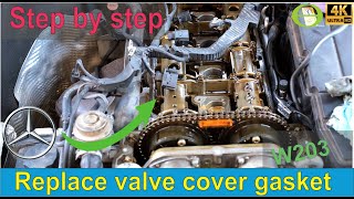 How to replace the valve cover gasket on a W203 271 CClass Mercedes Benz Kompressor [upl. by Manus]