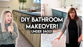 DIY BATHROOM MAKEOVER ON A BUDGET  RENTER FRIENDLY [upl. by Yllas]