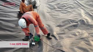 HDPE pond lining welding with Leister Twinny T [upl. by Lundquist]