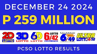 Lotto Result Today 9pm December 24 2024 PCSO [upl. by Elhsa]