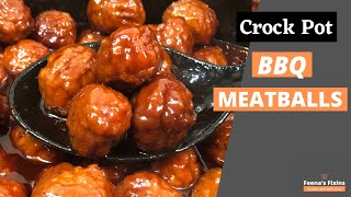 Crock Pot BBQ Meatballs  ONLY 3 Ingredients  SO Simple [upl. by Ahcsrop70]