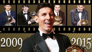 Lionel Messi ● All Ballon DOr Awards ● 2009  2015 ᴴᴰ [upl. by Aronel]