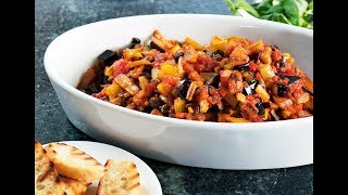 Andrew Zimmern Cooks Caponata with Grilled Crostini [upl. by Enitsirhc25]