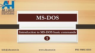 1 Introduction to MSDOS amp Basic Commands [upl. by Nyral]