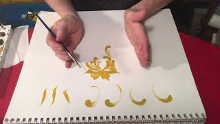 Rosemaling flower with detail demonstration  Lise Lorentzen  unintentional ASMR [upl. by Comptom]