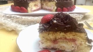 TORTA ALLE TRE CREME CON FRAGOLE CAKE WITH STRAWBERRIES [upl. by Huntley]