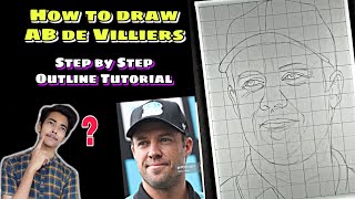 How to draw AB de Villiers  Step by Step Outline Tutorial for beginners [upl. by Bore]