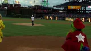 Gerina Piller throws out the First Pitch at Citizens Bank Park [upl. by Asela]