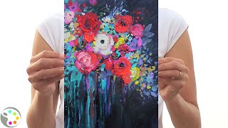 How to Paint Flowers  Acrylic Painting Tutorial [upl. by Oilime319]