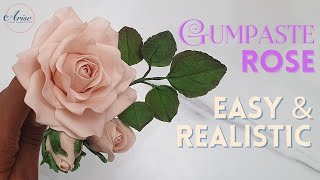 EASY Realistic Gumpaste Rose  BEGINNER FRIENDLY  Sugar Flowers [upl. by Cornie723]