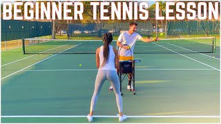 Beginner Tennis Lesson  Forehand Backhand amp Serve Learned in Just 30 Minutes [upl. by Llahsram]