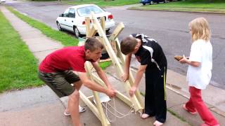 Trebuchet Launching 7th Grade Science Project [upl. by Darcia60]