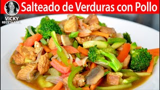 Salteado de Verduras con Pollo  VickyRecetaFacil [upl. by Sharos]