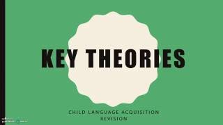 CHILD LANGUAGE ACQUISITION Key Theories [upl. by Eybbob]