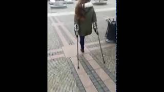 amputee onelegged walking on crutches [upl. by Zeidman]