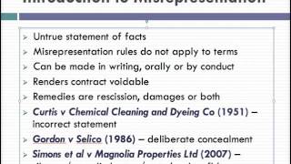 Misrepresentation Lecture 1 of 4 [upl. by Orvil]