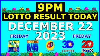 9pm Lotto Result Today December 22 2023 Friday [upl. by Odnumyar949]