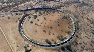 Tehachapi Loop in real time 4K August 31 2015 [upl. by Nidroj333]