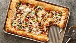 SheetPan CheeseStuffedCrust Pizza  Pillsbury Recipe [upl. by Eiggam178]